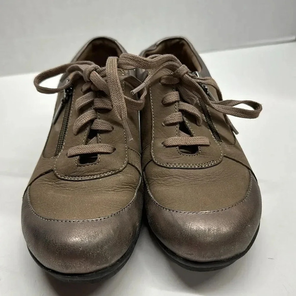 Dansko Lace Up Leather Clogs Shoes Brown Tan Size 37 6.5 - 7 - Picture 3 of 14